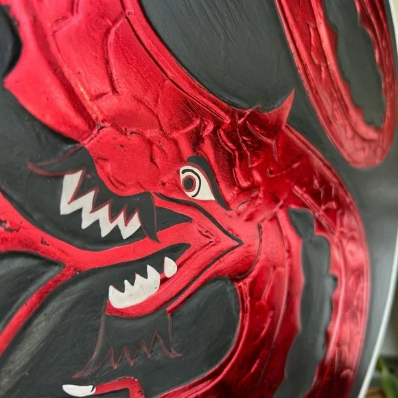 Vintage 15.75" Red and Black Dragon Fantasy Whimsy Wall Art Handcarved - Picture 15 of 16